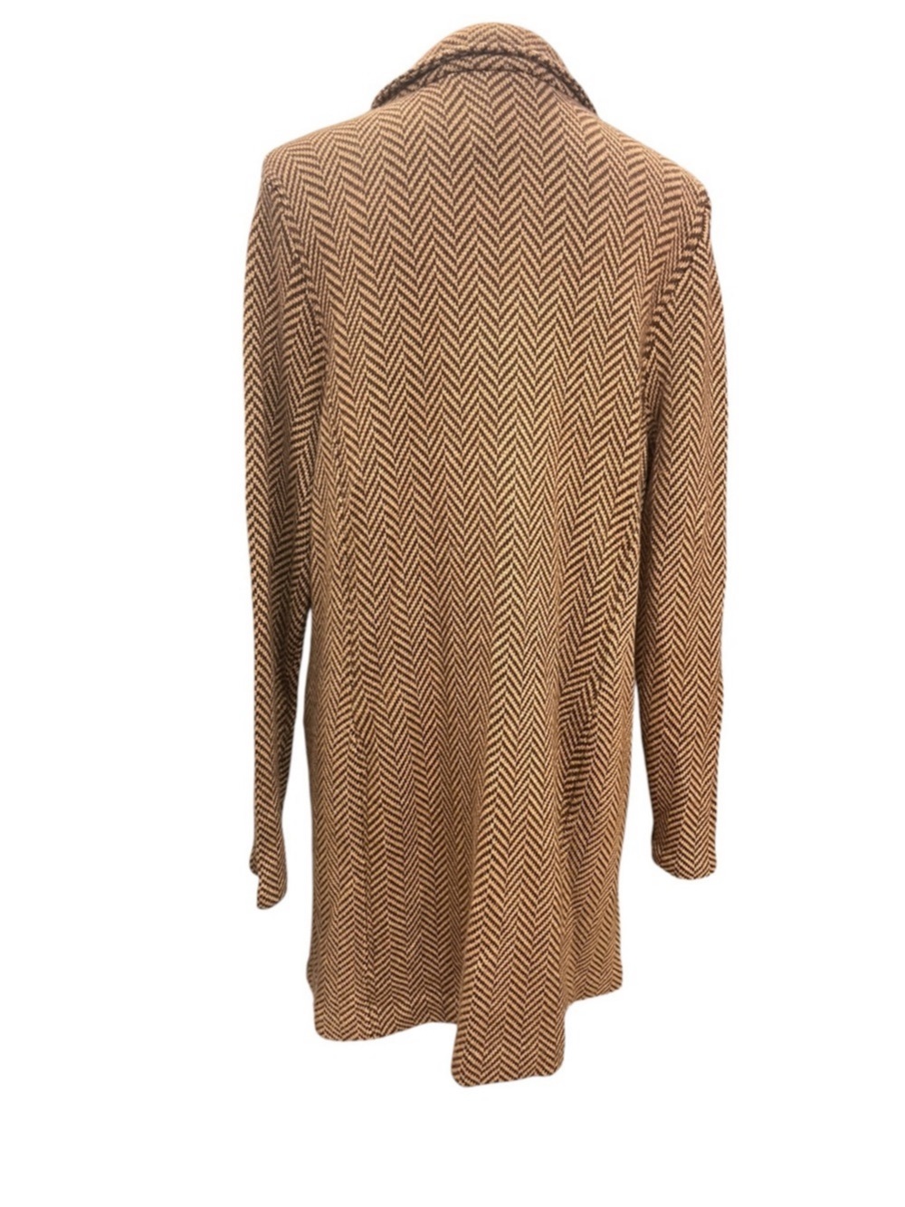 Lauren Ralph Lauren 1X Brown Herringbone Wool Cashmere Long Blazer Jacket - Picture 4 of 14